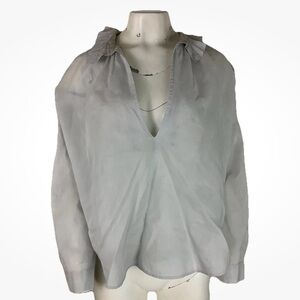 A Shirt Thing Sz M/L Penelope 100% Cotton Popover Lightweight Travel Top Blue